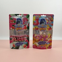 Sachets en plastique à fenêtre transparente avec fermeture éclair refermable et trou euro, pour bonbons en forme de tranches de pastèque et anneaux de pêche, au design élégant