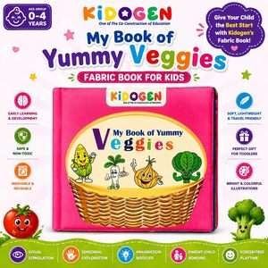 Libro de tela de verduras KIDOGEN para niños, juguete educativo suave de 30cm para niños de 0 a 4 años, material de aprendizaje temprano - Product Image 3
