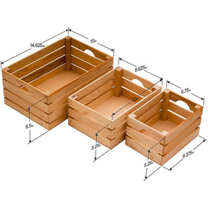 Cestas de almacenamiento de madera cuadradas de madera maciza con asa para cocina, sala de estar, almacenamiento de escritorio - Product Image 2
