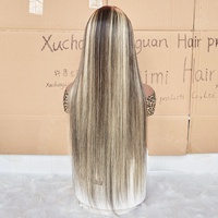 Xuchang Piano pabrik TF1B 613 # Wig highlight tulang rambut manusia lurus Wig 13X4 renda depan