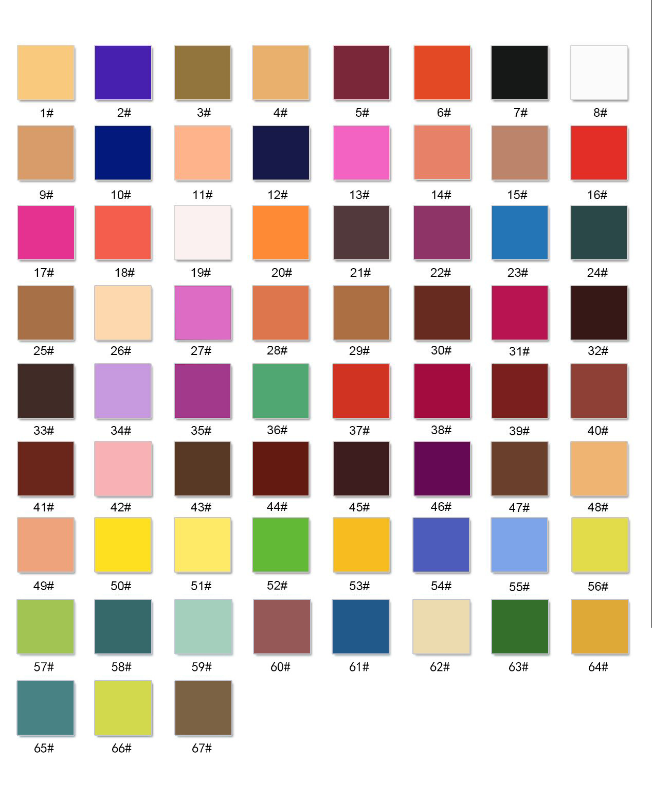 67 colores Muestra de color mate