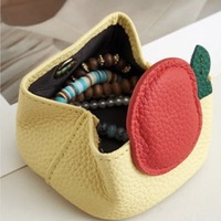 Porte-monnaie de luxe en cuir véritable pour Apple, mini pochette mignonne en forme de fruit, pochette de rangement pour bijoux, porte-clés, breloque de sac, cadeau unisexe avec bouton-pression