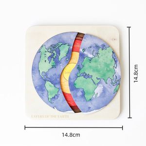 Rompecabezas de madera Montessori Crustal Core: Panel de estructura interna de la Tierra con puzle de clavijas para enseñanza de geografía - Product Image 5