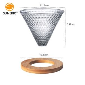 Resistente al calore versare sopra il <span class=keywords><strong>diamante</strong></span> a forma di V di vetro di bambù del filtro da caffè intelligente tazza di gocciolatore caffè con supporto - Product Image 2