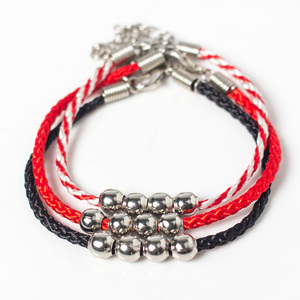 PC001 Schmuck Lucky Red <span class=keywords><strong>String</strong></span> Rope Armband Frauen <span class=keywords><strong>4</strong></span> Metall perlen Hand gefertigter Armband schmuck Herstellung von Accessoires Diy Schmuck - Product Image 6