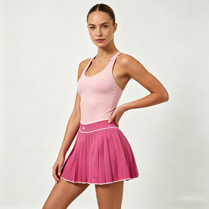 Jupe plissée de tennis pour femme, mini-jupe plissée athlétique rose, vêtements de sport pour l'entraînement sur le terrain - Product Image 2