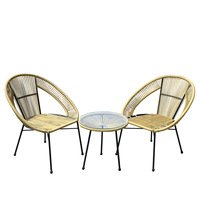 Ensemble table et chaises d'extérieur en rotin PE, style minimaliste moderne, avec structure métallique, résistant aux intempéries, pour jardin et terrasse
