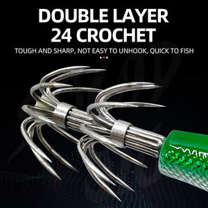 كرة الحبار الأفقية بالجملة خطافات مظلة مزدوجة في المياه المالحة مضيئة الصيد التجاري الحبار الرقصة - Product Image 5