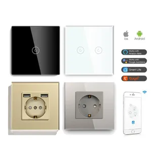 Mvava German Glass Metal Retro Frame Multichannel Dimmer Electric Outlet Zigbee Tuya Smart Wifi Touch Wall Switches And Socket