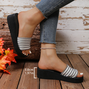 Sandales pour femmes en toile avec semelle en caoutchouc, mode été, maison, plage, étudiant, chaussures décontractées - Product Image 3