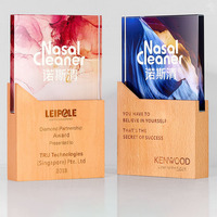 Nouvel arrivage Trophée de combinaison en bois de cristal promotionnel trophée de cristal de lettrage gratuit créatif haut de gamme