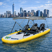 Bateau à pédales multi-personnes, planche de surf gonflable, bateau de tourisme avec parasol pour zones panoramiques, ailerons élargis, modèle en PVC