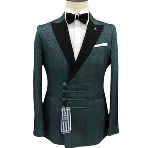 时尚城市男士小西装枪翻领高端伴郎连衣裙亮丽单排扣修身男士套装。 - Product Image 1