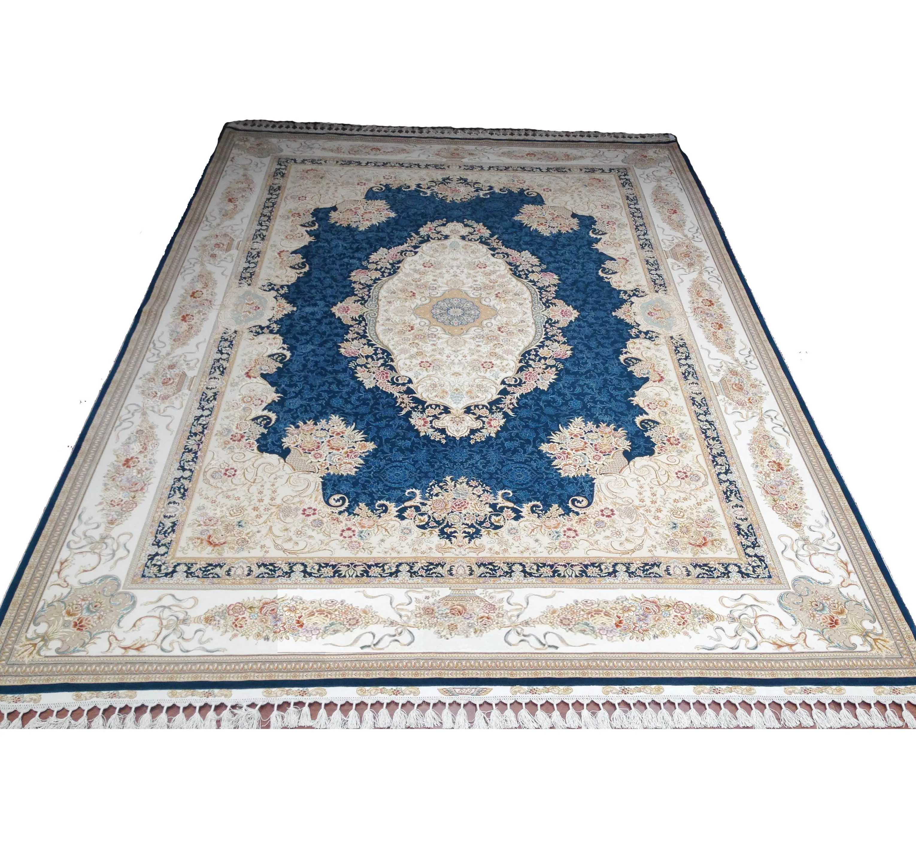 220*310Cm Karpet Sutra Wol Turki Bunga Persik Simpul Tangan Karpet Buatan Tangan Persia Dalam Ruangan Luar Ruangan Karpet Dekorasi Area