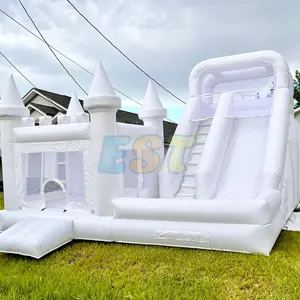Combo Inflável Bouncer Slide Casa Branca Bounce da categoria comercial com Ball Pit Inflável Jumping Castle Dry Slide Para O Partido
