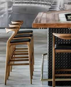 MORE DESIGN - <span class=keywords><strong>Taburete</strong></span> de Madera para Cafetería, Restaurante, Bar, con Cojín <span class=keywords><strong>Blanco</strong></span> y Reposabrazos Altos - Product Image 5