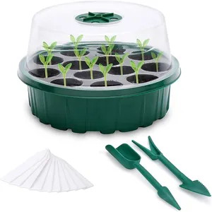 DD1678 Hydroponics 13 Cell Round Starter Germination Box Vented Humidity Dome Seedling Nursery Seeds Sprout Grow Tray Kit