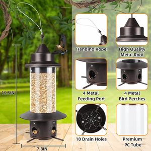 Mangeoires à oiseaux <span class=keywords><strong>anti</strong></span>-écureuils à gravité, en métal, pour l'extérieur, à suspendre - Product Image 4