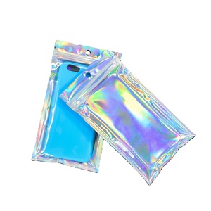 Customized Clear Holographic Mylar Zipper Plastic <strong>Bags</strong> CPP for <strong>Mobile</strong> Phone Shell Jewelry Makeup Packaging Small Hologram <strong>Bags</strong> - Product Image 2