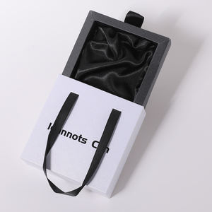 Custom Logo Eco-Friendly Square Jewelry Boxes Ribbon <b>Handle</b> Slide <b>Drawer</b> Gift Bag Necklace Ring Exclusive Packaging - Product Image 1