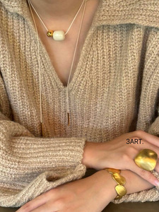 Collier pendentif en acier inoxydable émotionnel avec ambre et boules givrées, multiples méthodes de port, style vintage - Product Image 4