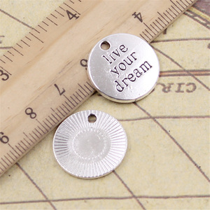 I piatti con ciondoli Color argento tibetano 20x20mm vivono i tuoi sogni gioielli antichi che realizzano oggetti fatti a mano fai da te - Product Image 2