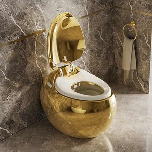 Badezimmer Goldene Hochglanz-Oberfläche Mittelklasse-Siphon-Toilette mit Fernbedienung, Bestseller - Product Image 5