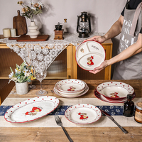 Nordique moderne personnalisé rouge forêt lapin décoratif porcelaine vaisselle de Table assiette en céramique petit déjeuner Dessert plats assiettes ensemble