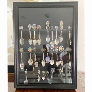 Caja de madera para recuerdo, cajita de sombra con cierre para pared, puerta de vidrio, expositor de cuchara de té de madera - Product Image 6