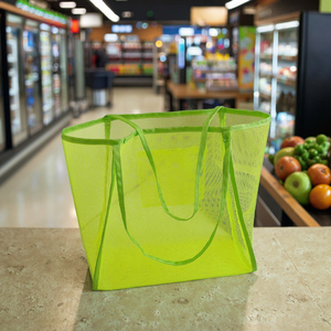 Fashionable Lightweight Reusable Mesh Shopping Bag with Rope <strong>Handle</strong> for Fruit and Beach Tote - Product Image 1