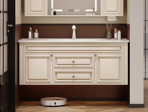 Modern cosmetic bathroom cabinet combination ceramic integrated basin washbasin cream bathroom washbasin - Product Image 5