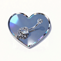 Anneau de piercing pour nombril en zircon stérile de qualité médicale G23 ASTM 36, plaqué or 14 carats, fileté et perlé