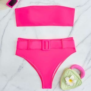 Conjunto de Bikini de Dos Piezas para Mujer, Diseño de Moda, de un Solo Hombro, Estilo Bandeau, de Secado Rápido, en Spandex/Poliéster, para Playa - Product Image 3