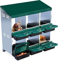 Offre Spéciale : Pondeuse automatique moderne 6 niches pour poules, en plastique et acier galvanisé, avec plateaux de collecte d'œufs intégrés