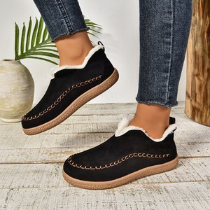 Nouvelles Bottes d'Hiver Décontractées pour Femmes 2024, Style Nord-Est, en Daim Vintage, Couleur Unie, Grande Taille, Chaudes et Tendance - Product Image 3