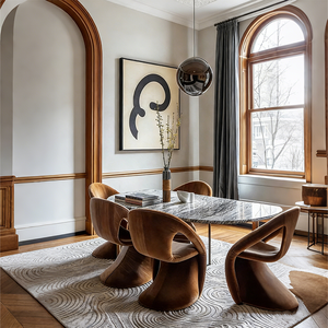 Sedie da Pranzo di Lusso Moderne, Design Scultoreo Unico, Set di Arredamento Minimalista Italiano, Poltrona con Schienale Curvo - Product Image 3