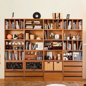 Meuble de rangement modulaire en bois massif multifonctionnel pour salon, bibliothèque avec tiroirs et étagères pour l'organisation de la maison - Product Image 1