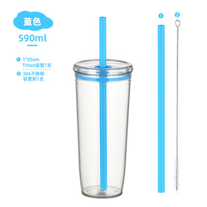 Vaso Personalizado de Tritán Transparente de 590 ml para Bebidas, <span class=keywords><strong>Libre</strong></span> de BPA, Reutilizable, con Tapa y Pajita - Product Image 6