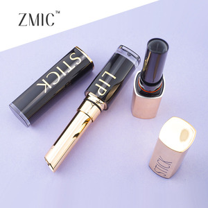 Tubos de Lápiz Labial Negros Brillantes con Base Transparente, Estuche Cuadrado para Lápiz Labial, Envase de Plástico para Bálsamo Labial con Estampado en Caliente y Logotipo Personalizado - Product Image 1