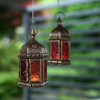 Lanternes en métal filigrané élégantes, paire, design islamique traditionnel pour les célébrations du Ramadan, éclairage décoratif intérieur/extérieur, Eid