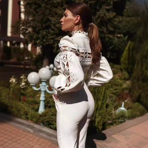 Women's <b>White</b> <b>Lace</b> Jumpsuit Two Piece Set High Waist Tummy Control Shapewear Casual Party Wear - Product Image 4