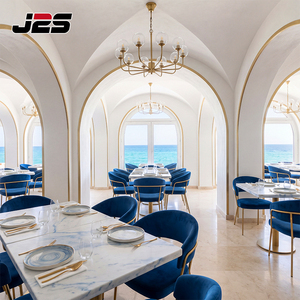 Juego <span class=keywords><strong>de</strong></span> Mesa y Sillas <span class=keywords><strong>de</strong></span> Diseño Interior para Restaurante Moderno, con Asientos <span class=keywords><strong>de</strong></span> Terciopelo Personalizados J2S y Mesa Cuadrada con Tapa <span class=keywords><strong>de</strong></span> Mármol - Product Image 4