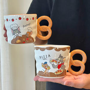 Zuo Mu Tom And Jerry <b>Ceramic</b> <b>Mug</b> Double Ring Handle Heat Resistant Breakfast Cup For Home Office Gift - Product Image 2