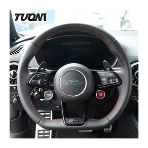 Volant en cuir pleine fleur avec boutons de démarrage/arrêt pour <span class=keywords><strong>Audi</strong></span> R8 <span class=keywords><strong>TT</strong></span> TTS 2018 2019 <span class=keywords><strong>2021</strong></span> - Product Image 1