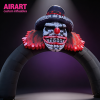 Arche Gonflable Noire Clown en Tissu Oxford 420D – Entrée Gonflable Portable et Durable pour Événements d'Halloween