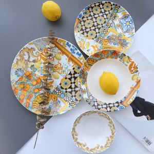 Juego de Platos y Tazones de Cerámica Estilo Nórdico Serie <span class=keywords><strong>Siciliana</strong></span>, Juego de Cuatro Piezas - Product Image 1