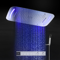 Ensemble de douche mural moderne 5 fonctions avec affichage numérique LED, double thermostat, cascade, pluie douce, en acier inoxydable, pour SPA et hôtel