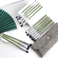 Ensemble de 13 pinceaux de maquillage plats personnalisables professionnels, visage, marque privée, pinceaux pour les cils, les sourcils, le mélange, les ombres à paupières, brun, rouge