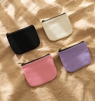 Dompet koin kain asli kelas atas uniseks tas penyimpanan lukisan tangan huruf Costom kualitas tinggi bentuk bulat dompet kanvas polos