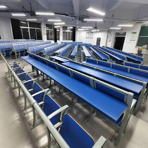 Chaise d'étudiant et bureau d'université modernes en alliage d'aluminium bleu avec tableau d'écriture, combinaison chaise et bureau scolaire - Product Image 4